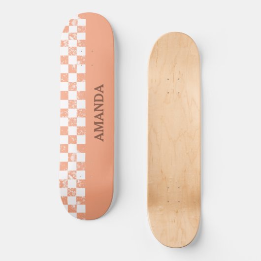 Blush Pink Checked Skateboard (Vorderseite)