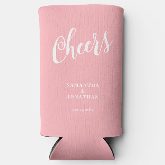Blush Pink Cheers Wedding Selters Dosenkühler (Vorderseite)