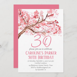 Blush Pink Cherry Blossom 30. Geburtstag Bloral Einladung