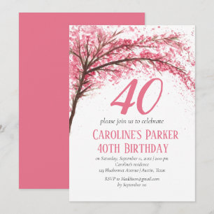 Blush Pink Cherry Blossom 40. Geburtstag Bloral Einladung