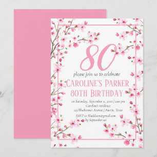 Blush Pink Cherry Blossom 80. Geburtstag Bloral Einladung
