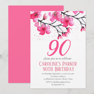 Blush Pink Cherry Blossom 90. Geburtstag Bloral Einladung