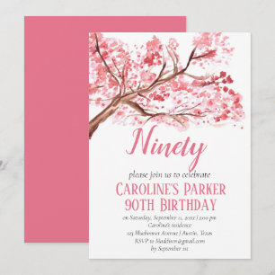 Blush Pink Cherry Blossom 90. Geburtstag Bloral Einladung