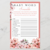 Blush Pink Cherry Blossom Baby Word Scramble Flyer (Vorne)