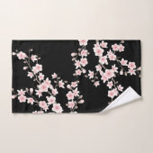 BLUSH Pink Cherry Blossom Black Badhandtuch Set (Handtuch)