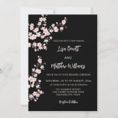 Blush Pink Cherry Blossom Black Einladung (Vorderseite)