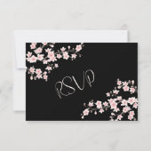 Blush Pink Cherry Blossom Black RSVP Karte (Rückseite)