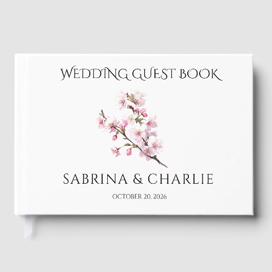 Blush Pink Cherry Blossom Elegant Floral Wedding  Gästebuch (Vorderseite)