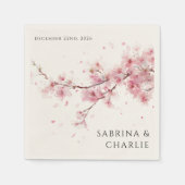 Blush Pink Cherry Blossom Elegant Floral Wedding Serviette (Vorderseite)