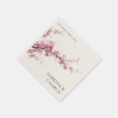 Blush Pink Cherry Blossom Elegant Floral Wedding Serviette (Ecke)