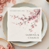 Blush Pink Cherry Blossom Elegant Floral Wedding Serviette