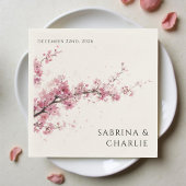 Blush Pink Cherry Blossom Elegant Floral Wedding Serviette