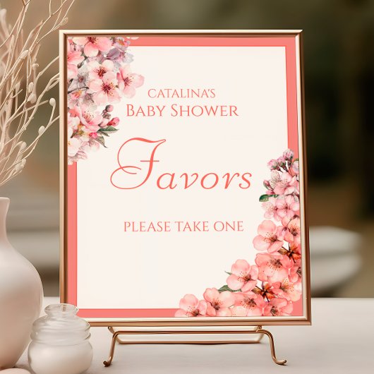 Blush Pink Cherry Blossom Favoriten Zeichen Poster