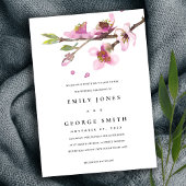 BLUSH PINK CHERRY BLOSSOM FLORALWEDING INVITE DANKESKARTE