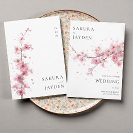Blush Pink Cherry Blossom Flower Japanese Wedding  Einladung