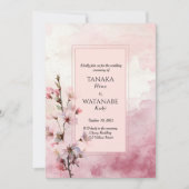 Blush Pink Cherry Blossom Flower Japanese Wedding Einladung (Vorderseite)