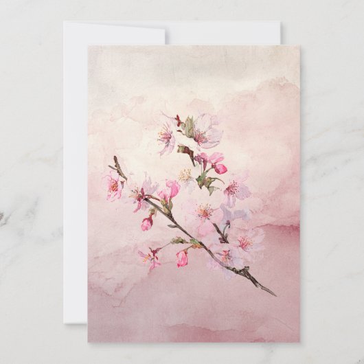 Blush Pink Cherry Blossom Flower Japanese Wedding Einladung (Rückseite)