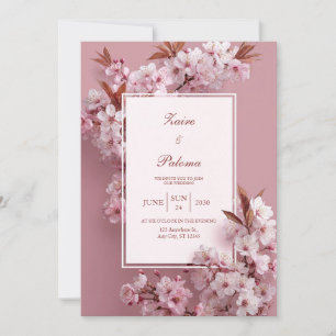 Blush Pink Cherry Blossom Hochzeit Einladung
