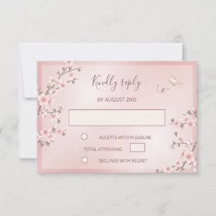Blush Pink Cherry Blossom Hochzeit RSVP Karte