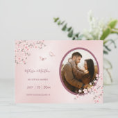 Blush Pink Cherry Blossom Hochzeit Save The Date (Stehend Vorderseite)