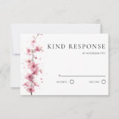 Blush Pink Cherry Blossom QR Code Wedding RSVP Karte (Vorderseite)