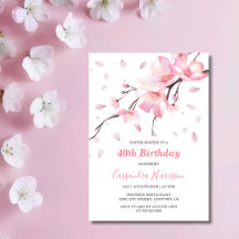 Blush Pink Cherry Blossom Sakura Floral Geburtstag