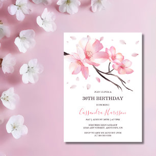Blush Pink Cherry Blossom Sakura Geburtstag Einladung