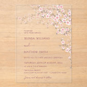 Blush Pink Cherry Blossom Wedding Acryleinladungen (Vorderseite)