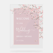 Blush Pink Cherry Blossom Wedding Transparent Acrylschild (Vorderseite)