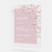 Blush Pink Cherry Blossom Wedding Transparent Acrylschild (Winkel)