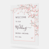 Blush Pink Cherry Blossom Wedding Transparent Acrylschild (Winkel)
