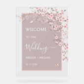 Blush Pink Cherry Blossom Wedding Transparent Acrylschild (Vorderseite)