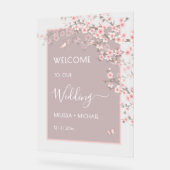 Blush Pink Cherry Blossom Wedding Transparent Acrylschild (Winkel)