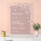 Blush Pink Cherry Blossom Wedding Transparent Acrylschild (Hochzeit)