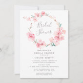 Blush Pink Cherry Blossom Wreath Brautparty Einladung (Vorderseite)