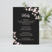 Blush Pink Cherry Blossoms Black Wedding Details Begleitkarte (Stehend Vorderseite)