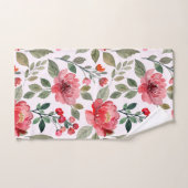 Blush Pink Cherry Red Floral Pattern Badhandtuch Set (Handtuch)
