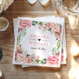 Blush Pink Chic Bloral Wedding Serviette