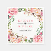 Blush Pink Chic Bloral Wedding Serviette (Vorderseite)