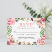 Blush Pink Chic Blumenkraut Hochzeit RSVP Karte (Stehend Vorderseite)