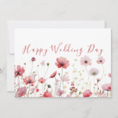 Blush Pink Chic Boho Wildblume Happy Wedding Day Karte (Vorderseite)
