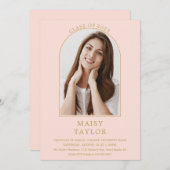 Blush Pink Chic Gold Arch Foto Graduation Party I Einladung (Vorne/Hinten)