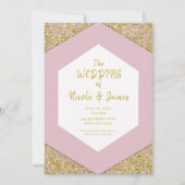 Blush Pink Chic Gold Glitzer Flakes Glam Wedding Einladung (Vorderseite)