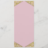 Blush Pink Chic Gold Glitzer Flakes Glam Wedding Menükarte (Rückseite)