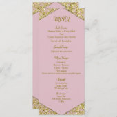 Blush Pink Chic Gold Glitzer Flakes Glam Wedding Menükarte (Vorne/Hinten)