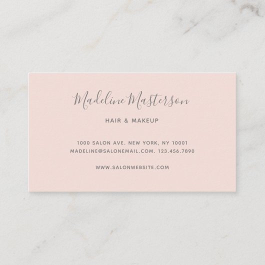 Blush Pink Chic Moderne Monogram Script-Signatur Visitenkarte (Rückseite)