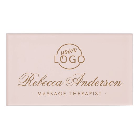 Blush-pink-Chic-Schrift Sonderzeichen Namenschild (Vorderseite)
