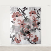 Blush Pink Chili Pepper und Grey Boho Floral Wandteppich (Vorderseite)