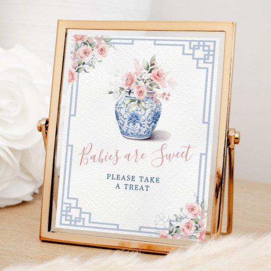 Blush Pink Chinoiserie Ginger Jar Babies sind süß Poster