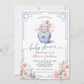 Blush Pink Chinoiserie Ginger Jar Baby Dusche Einladung (Vorderseite)